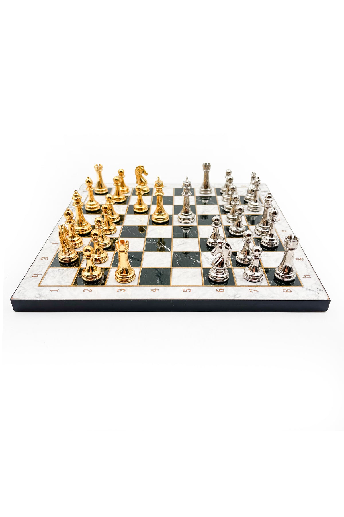 GGS GrandGiftStore Satranç Takımı, Ahşap Tahta ve Metal Taşlar, 25x25cm