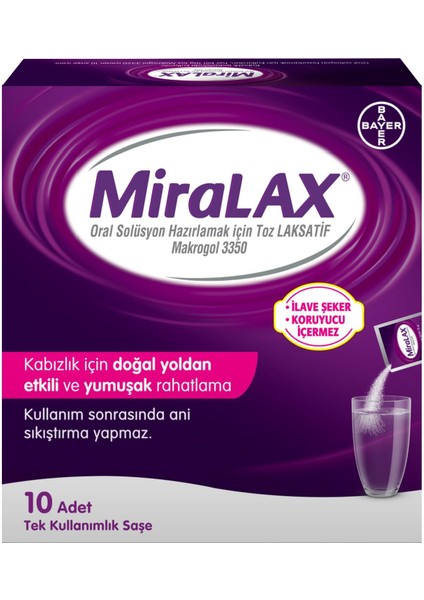 MiraLAX Mix-In Pax | ميرالاكس أكياس ملين لطيف للإمساك | Unflavored Powder 10 Sachets