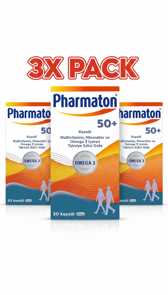 Pharmaton 50 Plus 3X Pack - 90 Capsules | فارماتون 50 بلس عرض 3 عبوات - 90 كبسولة