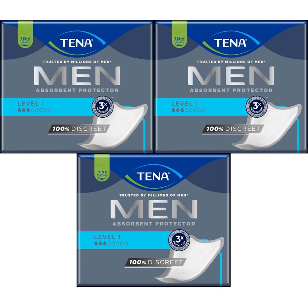 TENA Men Level 1 Incontinence Pads 72 Pieces (3x24) | فوط تينا مين ليفل 1 لسلس البول للرجال 72 قطعة