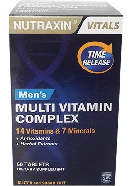 Nutraxin مكمل فيتامينات ومعادن متعدد للرجال، 60 قرص لدعم الطاقة والصحة.