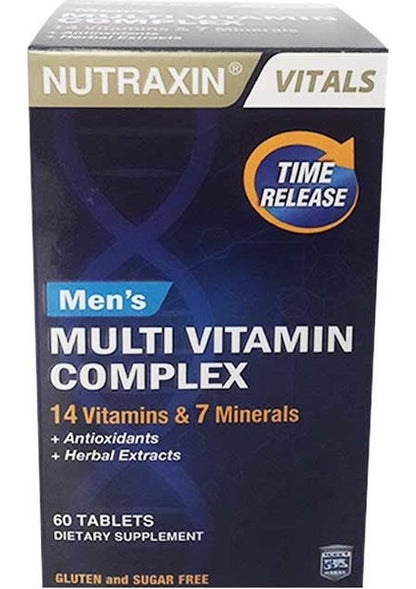 Nutraxin مكمل فيتامينات ومعادن متعدد للرجال، 60 قرص لدعم الطاقة والصحة.