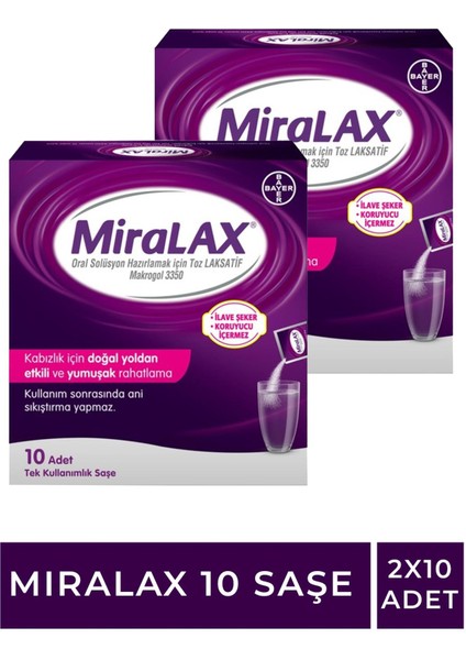 ميرالاكس 10 أكياس عبوة مزدوجة لتخفيف الإمساك وتحسين الهضم