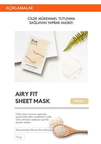 MISSHA مجموعة أقنعة الأرز الورقية المرطبة والمشرقة Airy Fit (5 قطع)