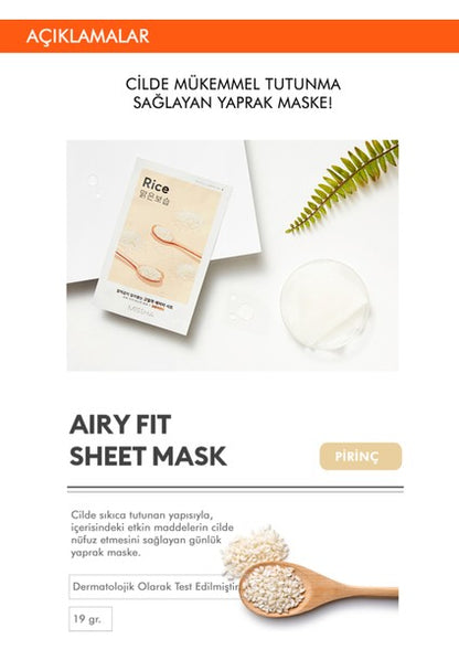 MISSHA مجموعة أقنعة الأرز الورقية المرطبة والمشرقة Airy Fit (5 قطع)