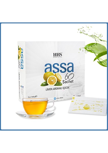 شاي الأعشاب المختلط بالليمون HHS Assa 60 كيس 240 جرام لدعم الأيض