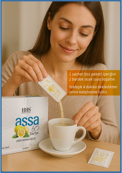 شاي الأعشاب المختلط بالليمون HHS Assa 60 كيس 240 جرام لدعم الأيض