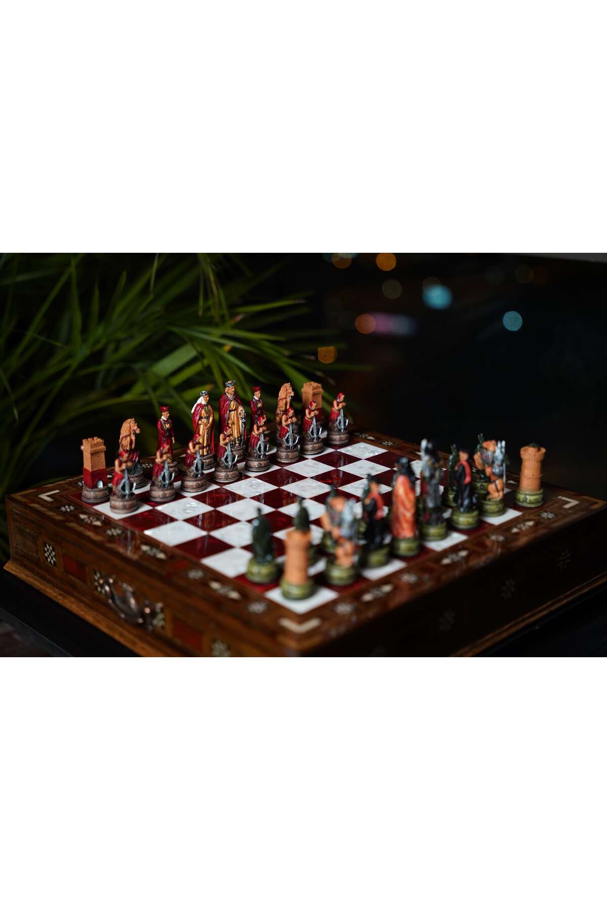 GGS GrandGiftStore Premium مجموعة شطرنج فسيفساء، قطع مرسومة يدوياً