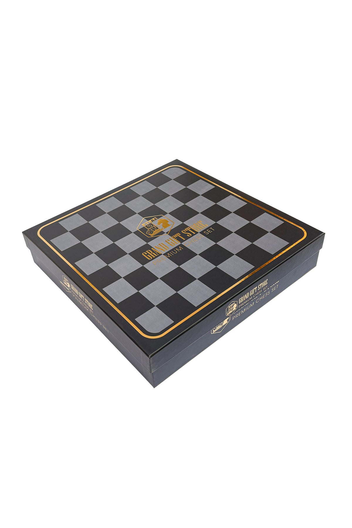 مجموعة شطرنج GGS GrandGiftStore يدوية بقطع معدنية ودرج خشبي