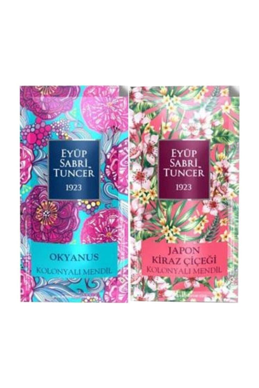 مناديل كولونيا منعشة أيوب صبري تونجر: عبوتان 300 منديل برائحة المحيط وزهر الكرز الياباني