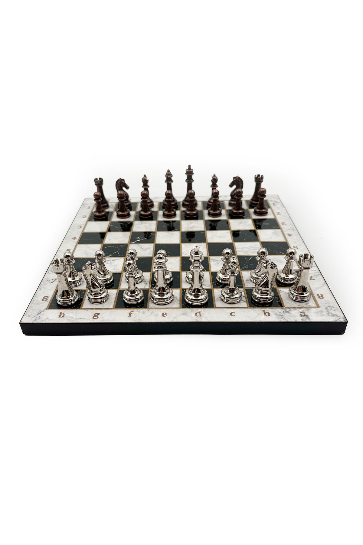 طقم شطرنج خشبي من GGS GrandGiftStore مع قطع معدنية 25×25 سم