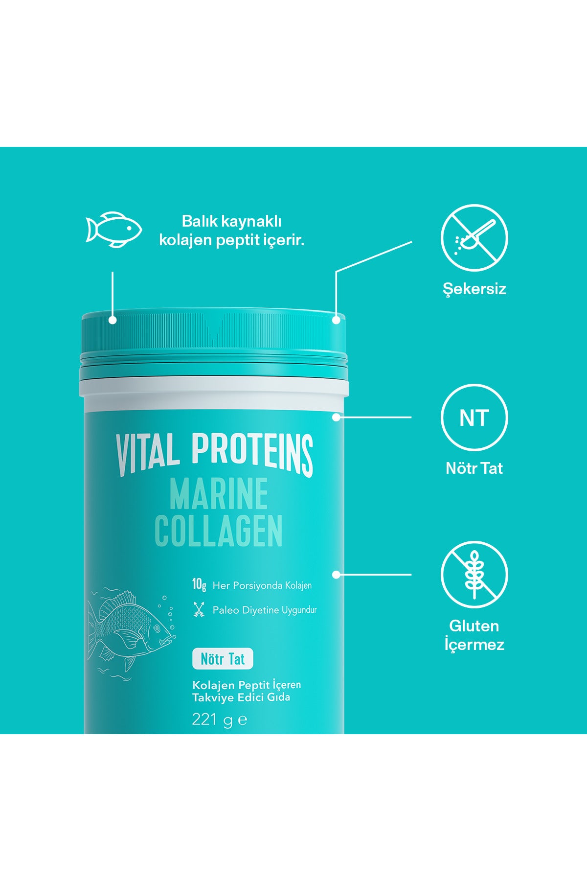 Vital Proteins مارين كولاجين سمك بودرة عبوة مزدوجة 221 جرام