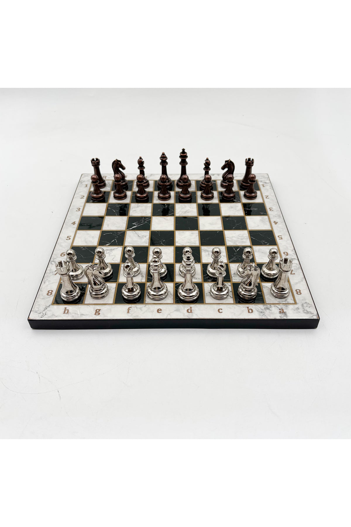 طقم شطرنج خشبي من GGS GrandGiftStore مع قطع معدنية 25×25 سم