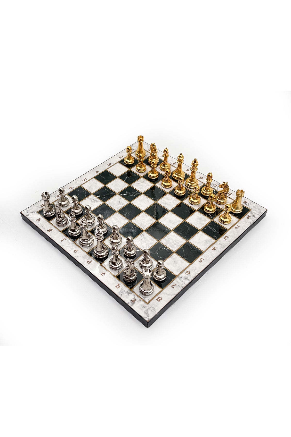 GGS GrandGiftStore Satranç Takımı, Ahşap Tahta ve Metal Taşlar, 25x25cm