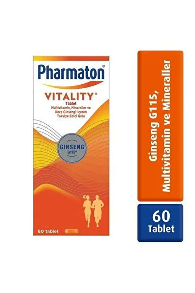Pharmaton Vitality with Ginseng G115 - Multivitamin for Energy & Focus (60 Capsules) - كبسولات فارمتون فيتاليتي مع جينسنغ G115 للطاقة والنشاط