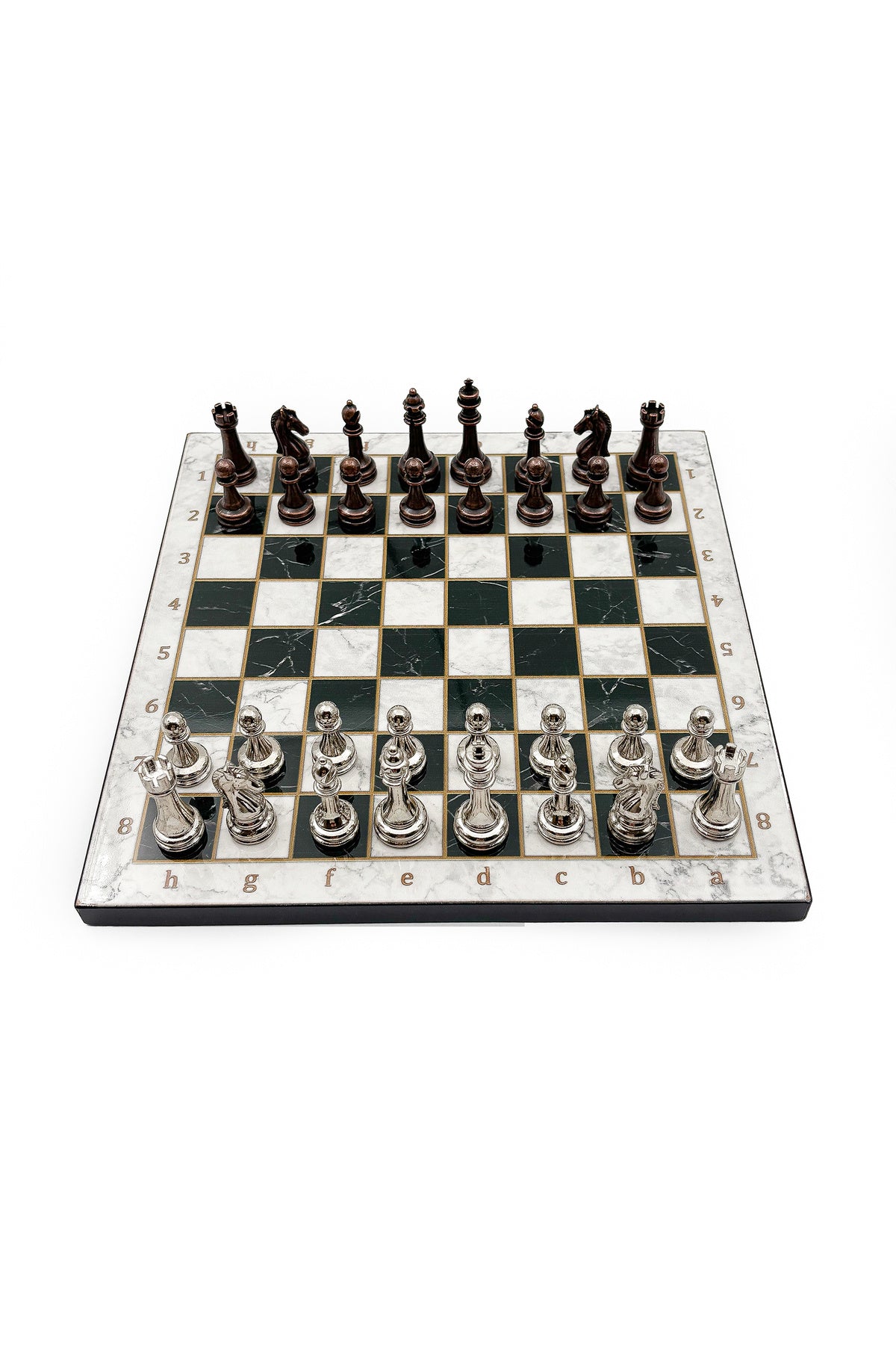 طقم شطرنج خشبي من GGS GrandGiftStore مع قطع معدنية 25×25 سم