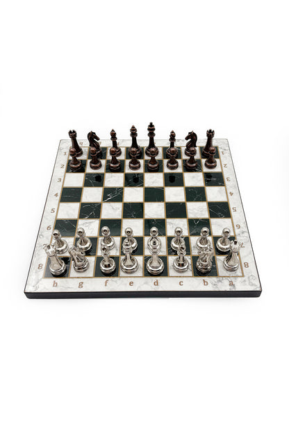 طقم شطرنج خشبي من GGS GrandGiftStore مع قطع معدنية 25×25 سم