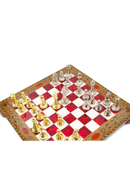 GGS GrandGiftStore طقم شطرنج خشبي، قطع كلاسيكية ذهبية وفضية