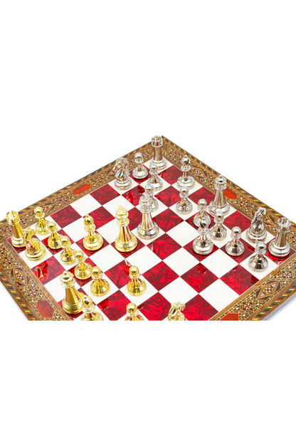 GGS GrandGiftStore طقم شطرنج خشبي، قطع كلاسيكية ذهبية وفضية