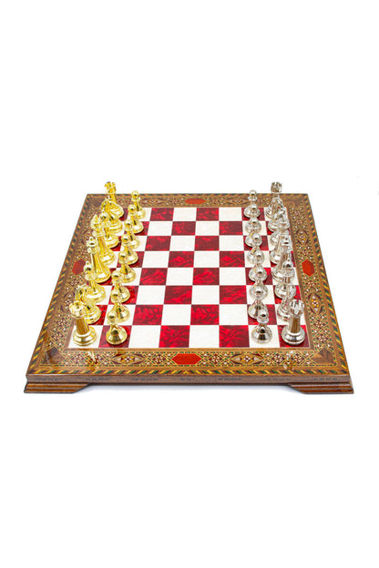GGS GrandGiftStore طقم شطرنج خشبي، قطع كلاسيكية ذهبية وفضية