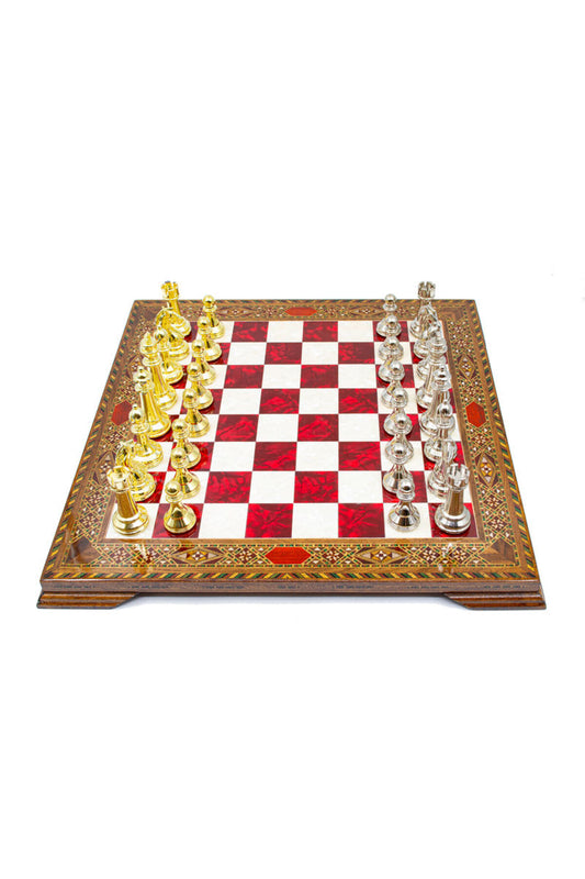 GGS GrandGiftStore طقم شطرنج خشبي، قطع كلاسيكية ذهبية وفضية
