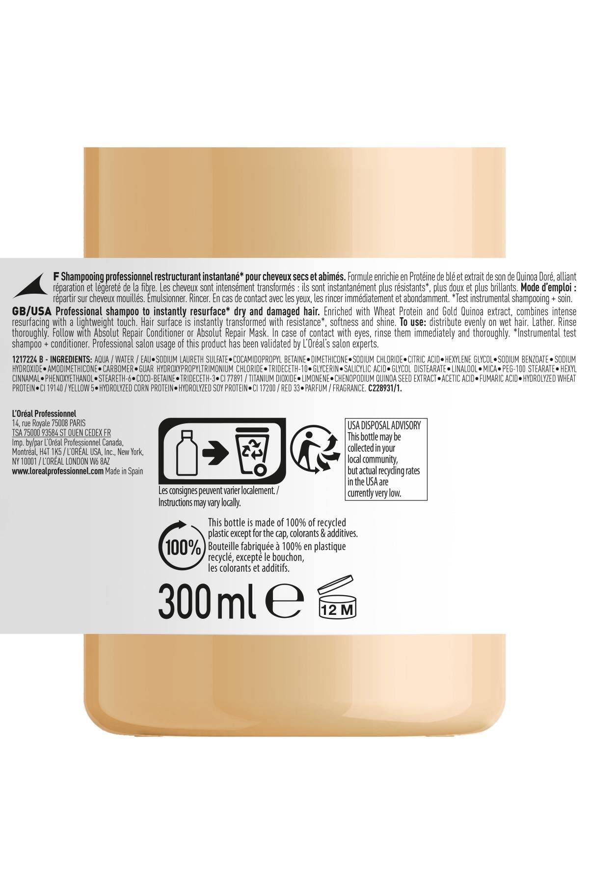 L'Oréal Professionnel Serie Expert Absolut Repair شامبو لإصلاح الشعر التالف 300 مل