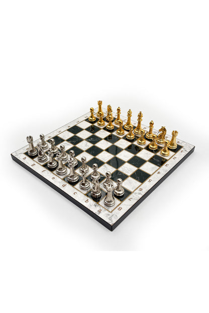 GGS GrandGiftStore Satranç Takımı, Ahşap Tahta ve Metal Taşlar, 25x25cm