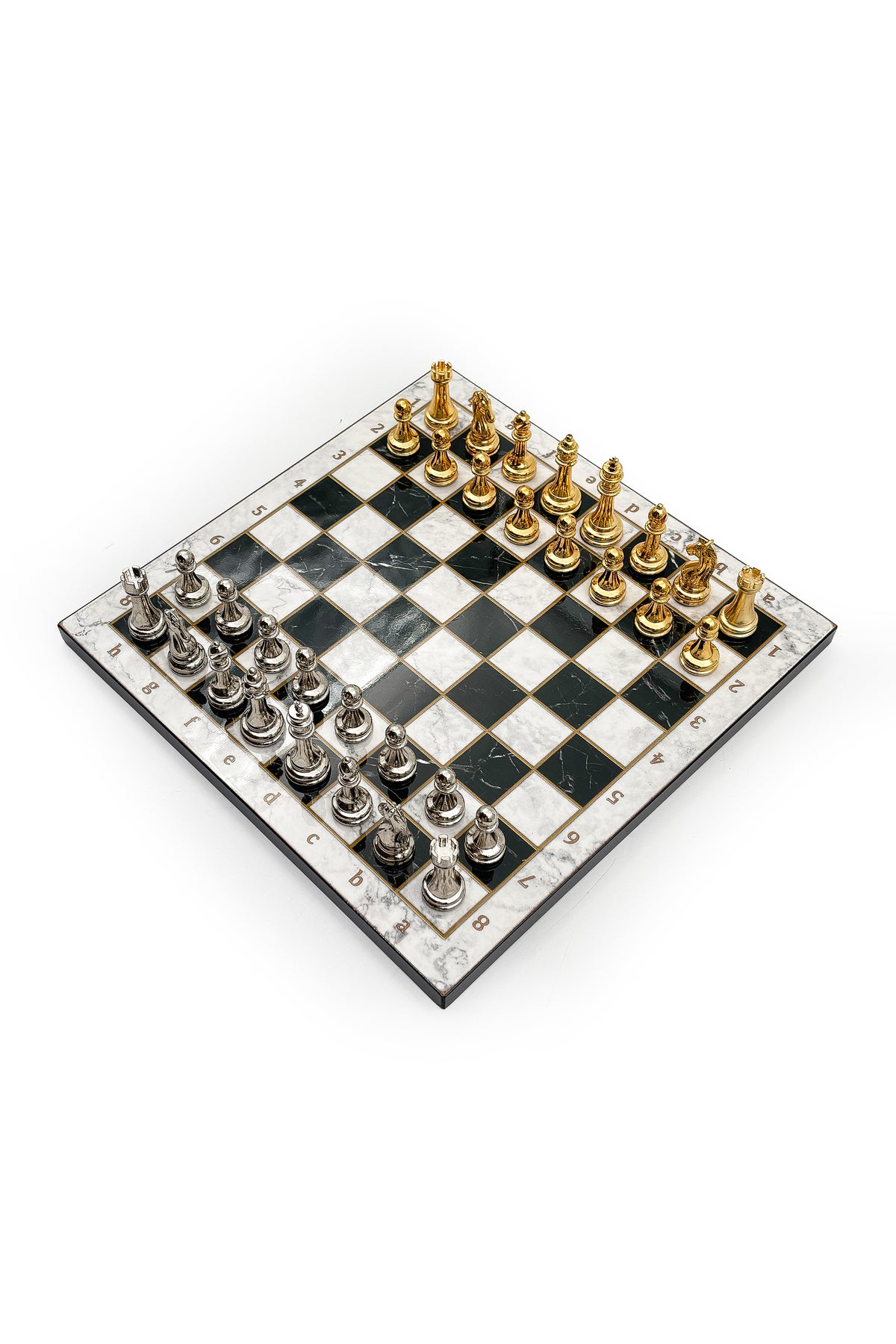 GGS GrandGiftStore Satranç Takımı, Ahşap Tahta ve Metal Taşlar, 25x25cm