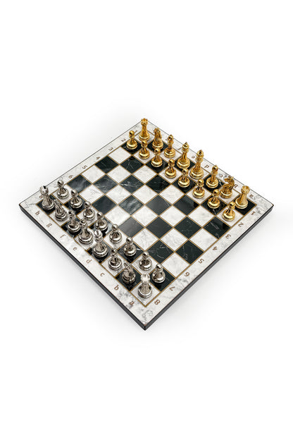 GGS GrandGiftStore Satranç Takımı, Ahşap Tahta ve Metal Taşlar, 25x25cm