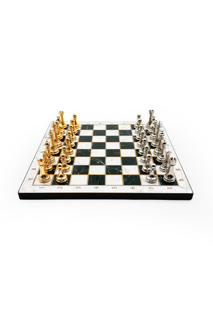 GGS GrandGiftStore Satranç Takımı, Ahşap Tahta ve Metal Taşlar, 25x25cm
