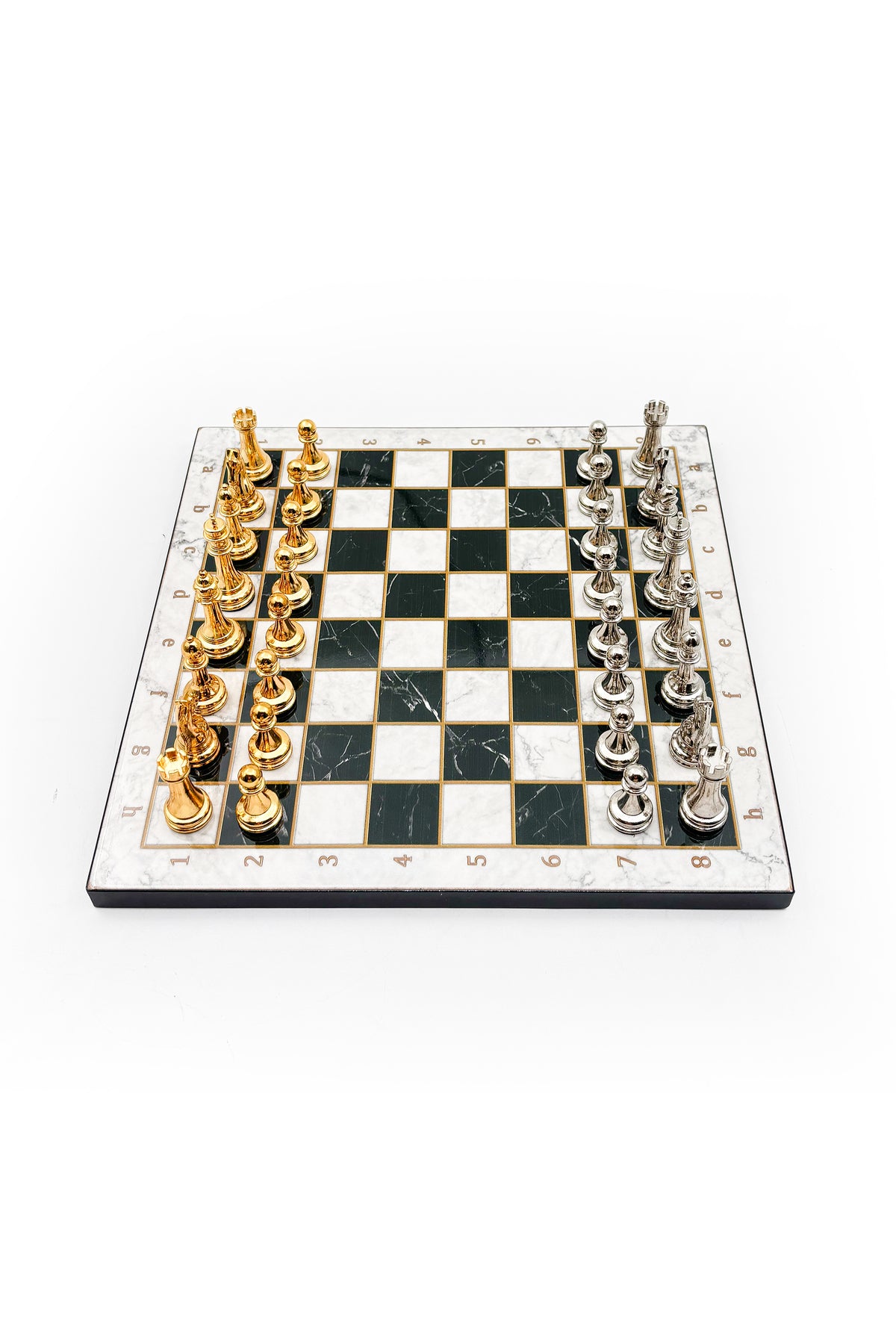 GGS GrandGiftStore Satranç Takımı, Ahşap Tahta ve Metal Taşlar, 25x25cm