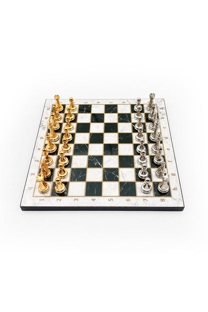 GGS GrandGiftStore Satranç Takımı, Ahşap Tahta ve Metal Taşlar, 25x25cm