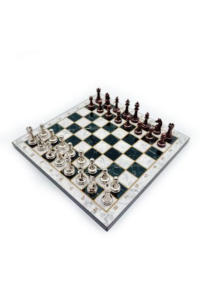 طقم شطرنج خشبي من GGS GrandGiftStore مع قطع معدنية 25×25 سم