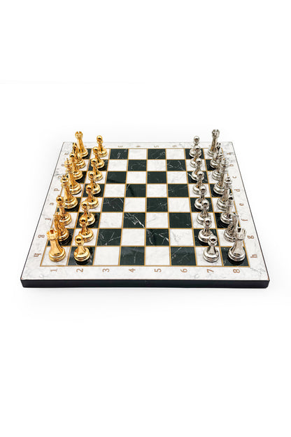 GGS GrandGiftStore Satranç Takımı, Ahşap Tahta ve Metal Taşlar, 25x25cm