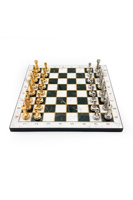 GGS GrandGiftStore Satranç Takımı, Ahşap Tahta ve Metal Taşlar, 25x25cm