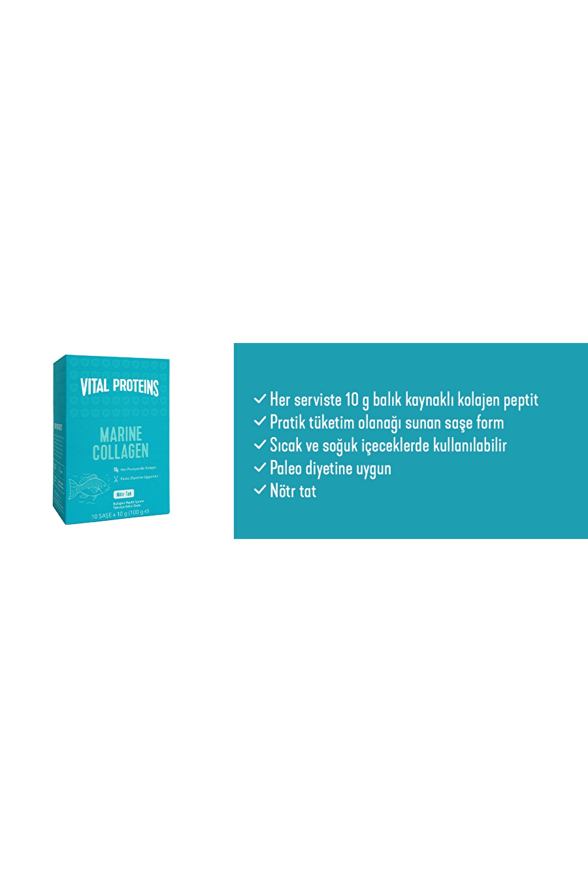 Vital Proteins Marine Collagen مكمل كولاجين، 10 أكياس × 10 جم، بدون نكهة