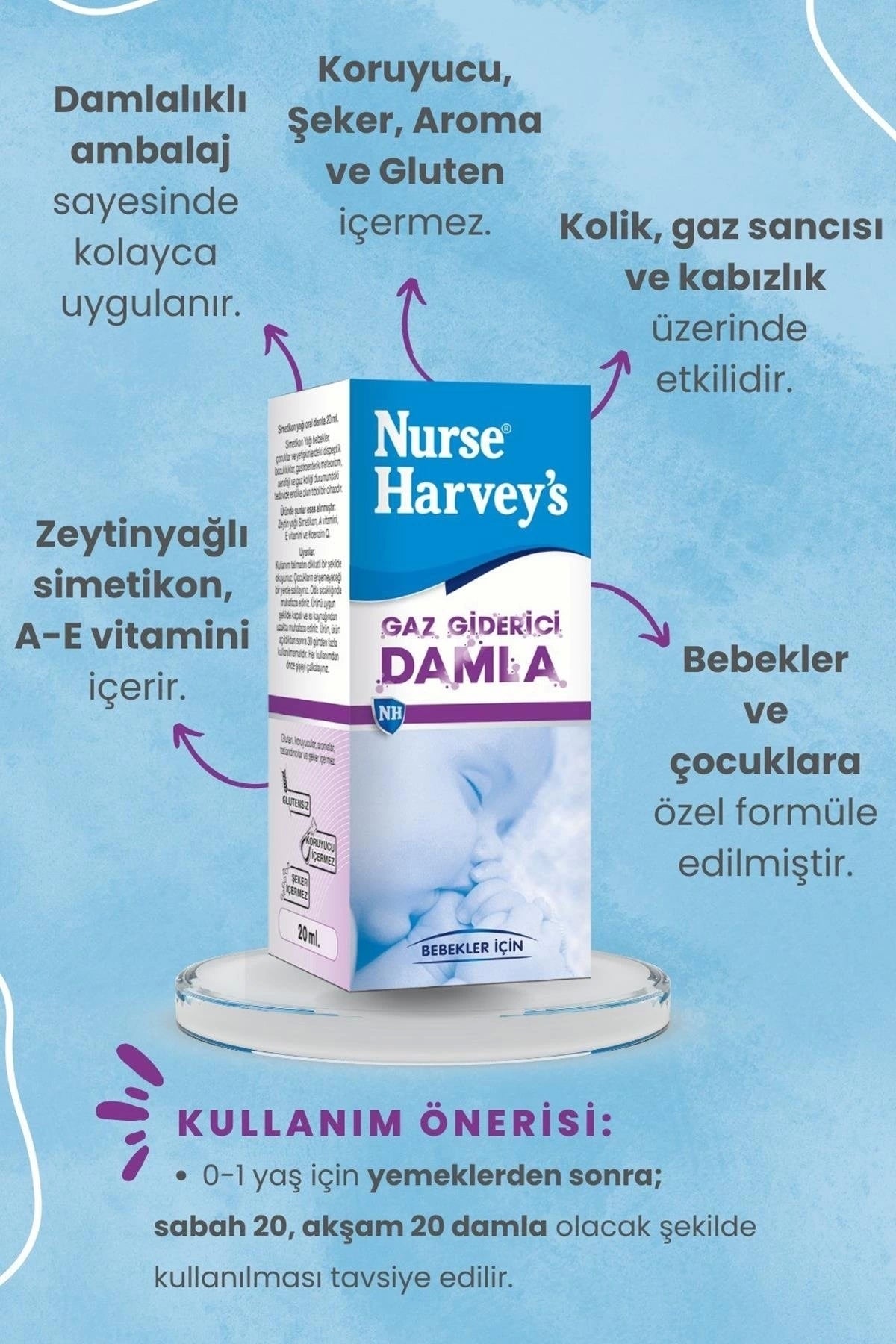 Nurse Harvey's قطرة تخفيف الغازات العشبية 20 مل