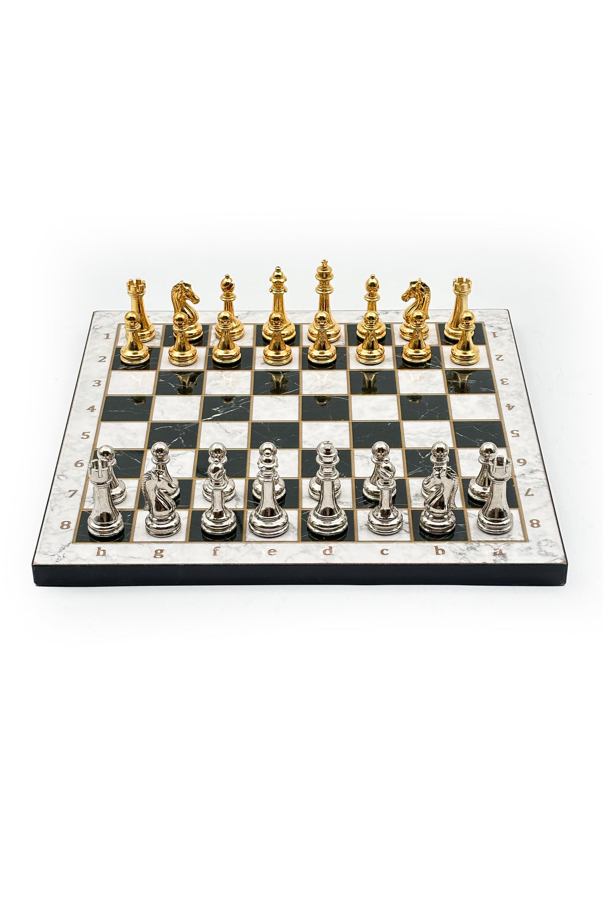 GGS GrandGiftStore Satranç Takımı, Ahşap Tahta ve Metal Taşlar, 25x25cm
