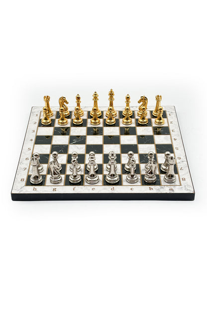GGS GrandGiftStore Satranç Takımı, Ahşap Tahta ve Metal Taşlar, 25x25cm