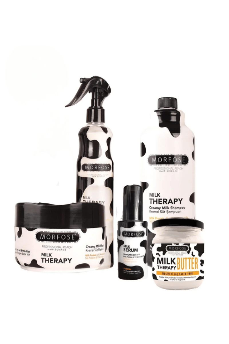 Morfose Milk Therapy 5-Piece Hair Care Set - Professional Protein & Amino Acid Repair Kit - مجموعة مورفوز ميلك ثيرابي 5 قطع للعناية بالشعر