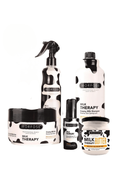 Morfose Milk Therapy 5-Piece Hair Care Set - Professional Protein & Amino Acid Repair Kit - مجموعة مورفوز ميلك ثيرابي 5 قطع للعناية بالشعر