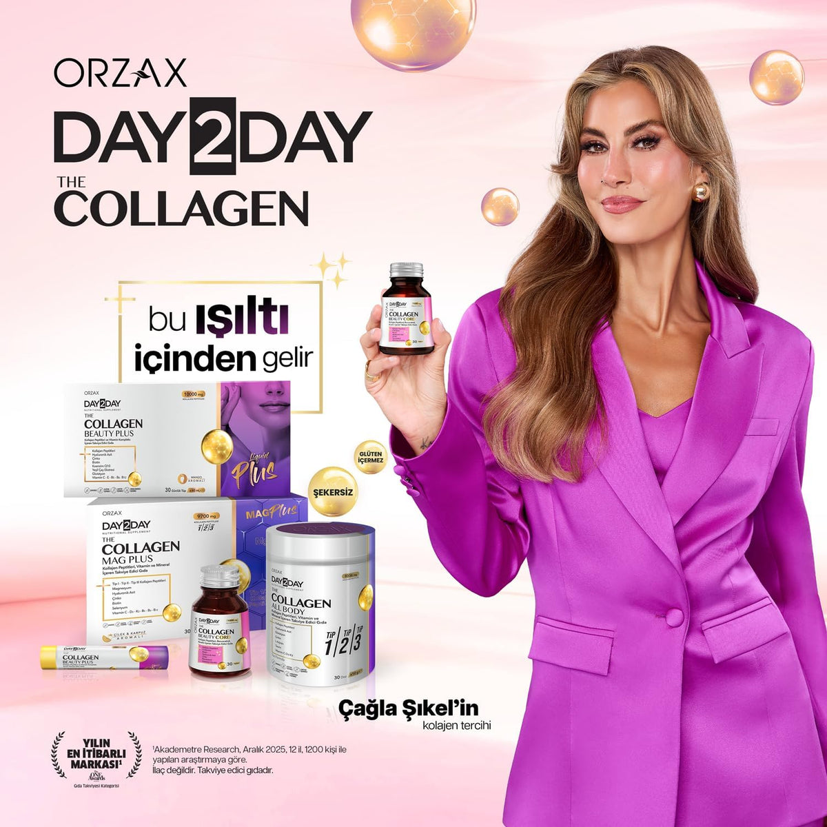 DAY2DAY Collagen Mag Plus مكمل كولاجين ومغنيسيوم بنكهة الفراولة والبطيخ 30 كيس