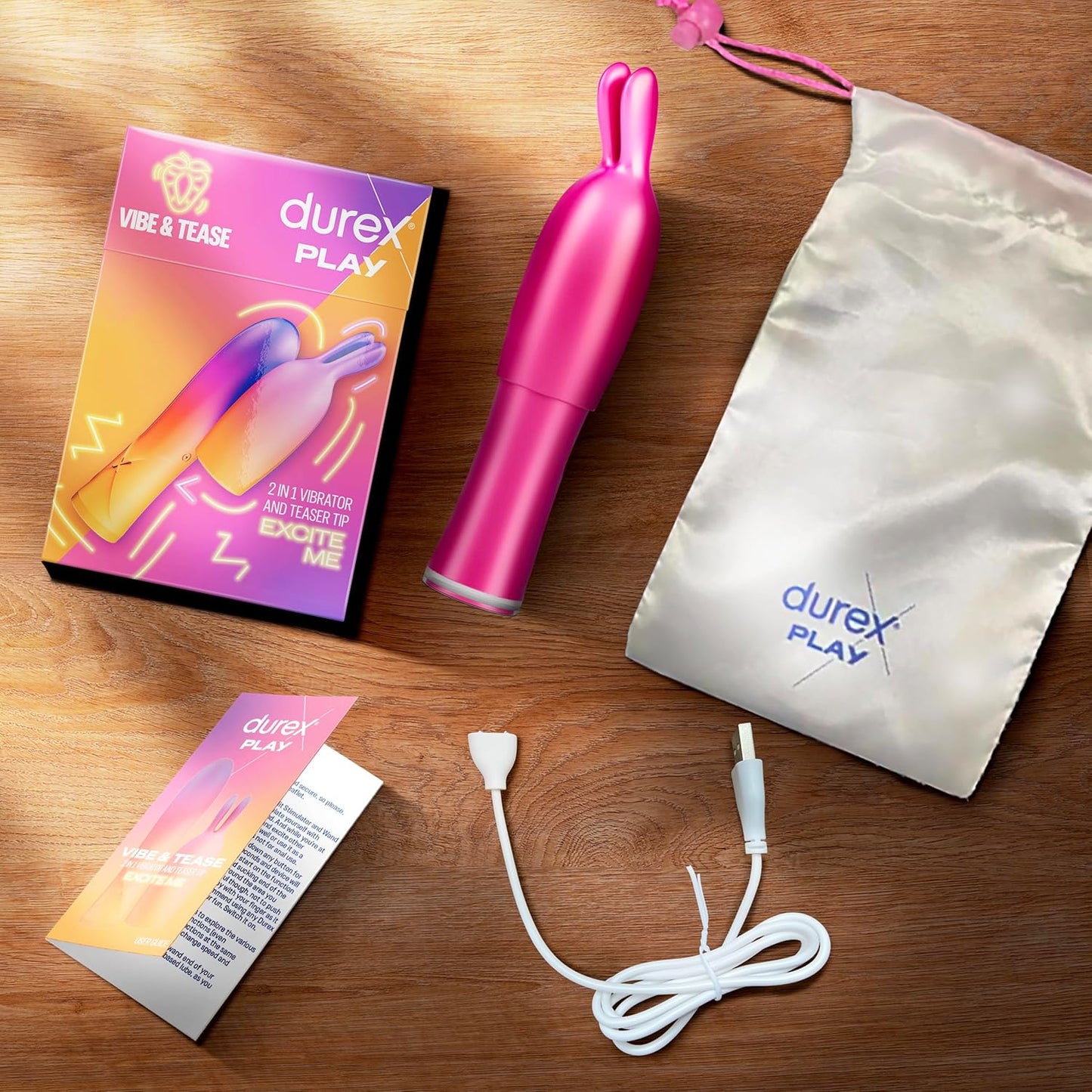 Durex 2-in-1 Rechargeable Dual Stimulator & Intense Gel 10ml Set - هزاز ديوركس 2 في 1 قابل للشحن مع جل إنتنس محفز 10 مل