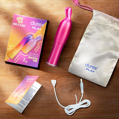 Durex 2-in-1 Rechargeable Dual Stimulator & Intense Gel 10ml Set - هزاز ديوركس 2 في 1 قابل للشحن مع جل إنتنس محفز 10 مل