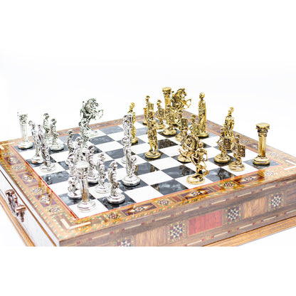 Grand Gift Store SC38S مجموعة شطرنج روما منحوتة مع صندوق تخزين