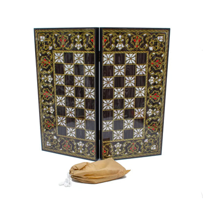 Grand Gift Store TAS25 طقم طاولة زهر خشبي مخصص 25 سم