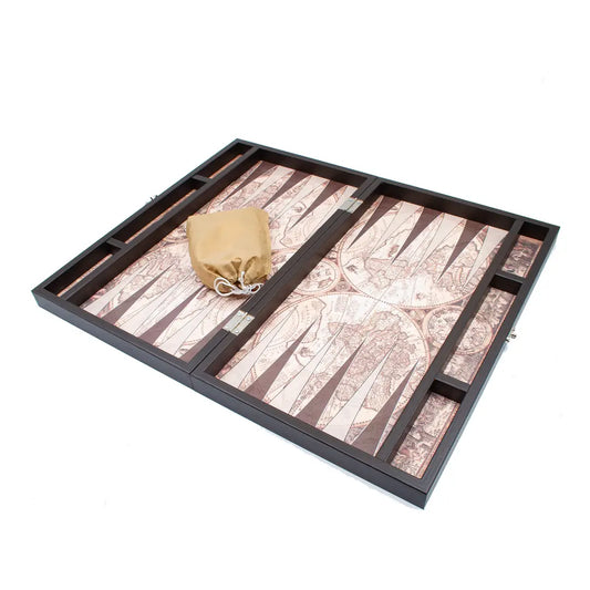 Grand Gift Store TDATLS50 طاولة زهر جلدية بتصميم خريطة العالم