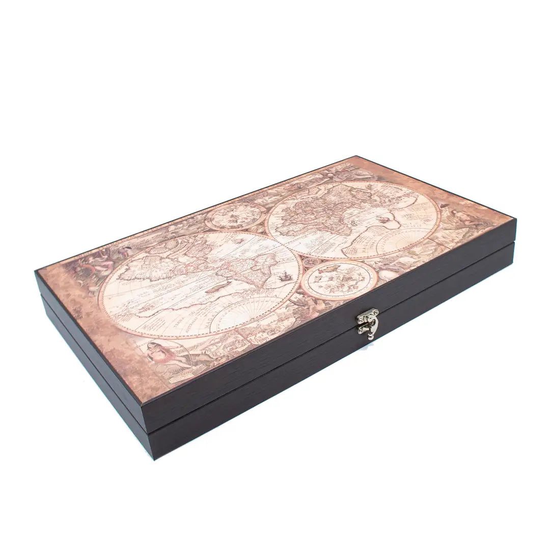 Grand Gift Store TDATLS50 طاولة زهر جلدية بتصميم خريطة العالم
