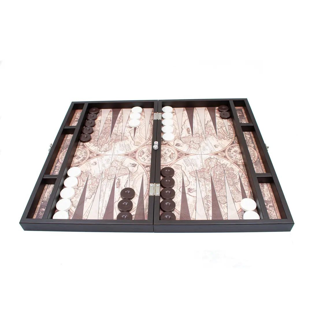 Grand Gift Store TDATLS50 طاولة زهر جلدية بتصميم خريطة العالم