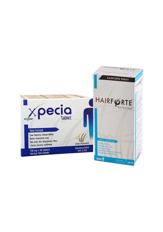 Xpecia & Hairforte Complete Hair Loss Set - مجموعة العناية المتكاملة للشعر (Spray + Tablets)